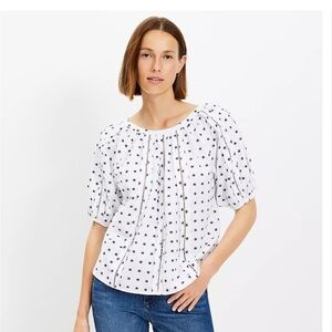 LOFT ~ NWT White Polka Dot Top
